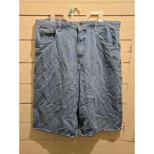 Mens Denim Empyre Shorts 36 Light Wash Baggy Drawstring Pockets Loose Casual